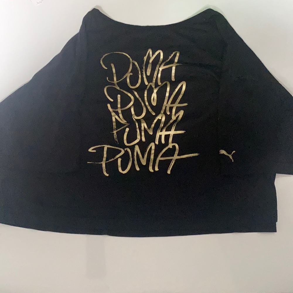 Puma Crop Top Black Shirt w/ Gold Logo
